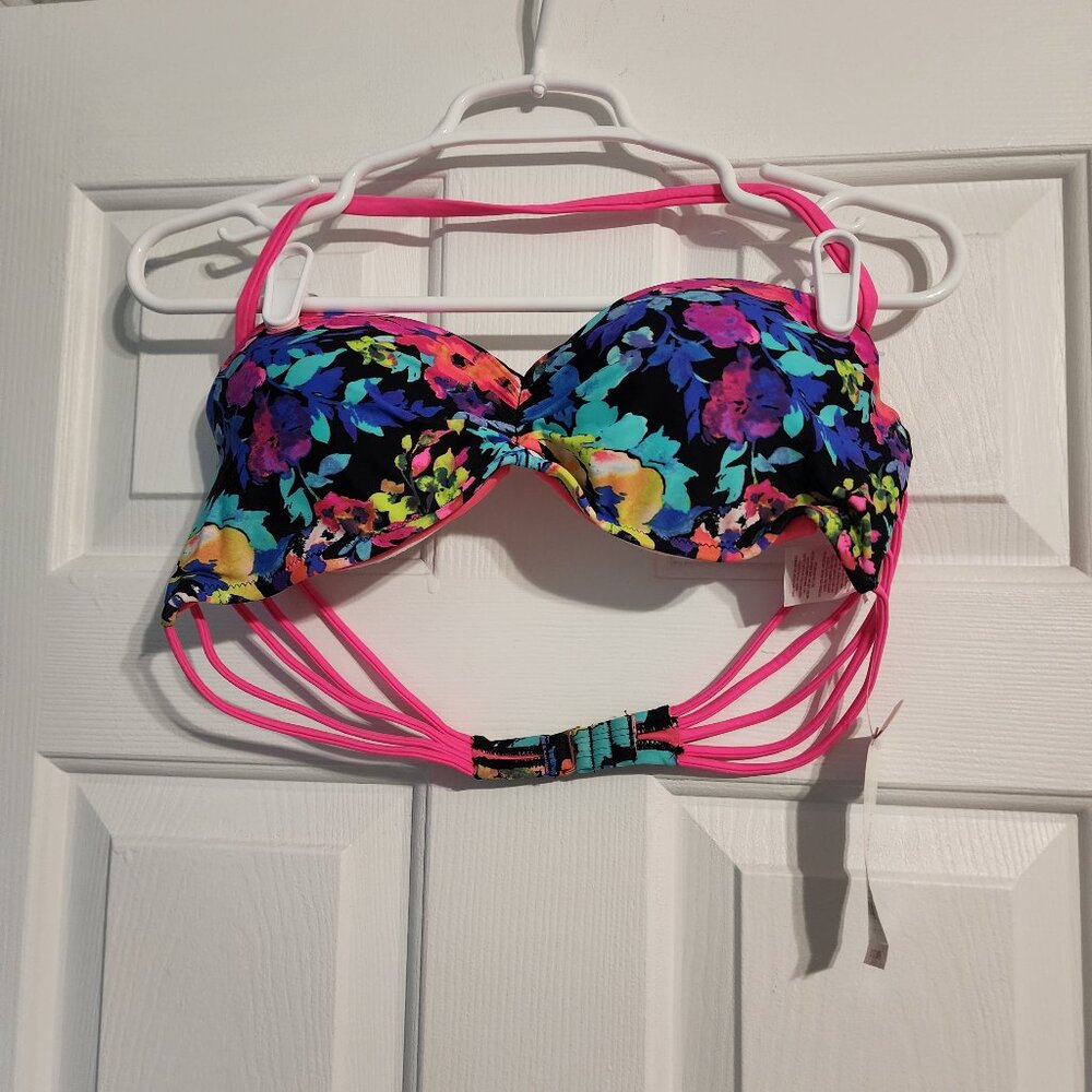 Xhilaration Hot Pink and Floral Bikini NWT XL